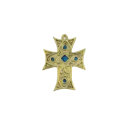 Croix médiévale murale en bronze émaillé, croix byzantine