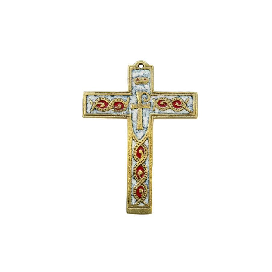 Croix murale Chrisme, style médiéval – 14 cm – 881 BLANC - Les Tailleurs d'Images