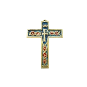 Croix murale Chrisme, style médiéval – 14 cm – 881 BLEU_- Les Tailleurs d'Images