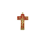 Croix murale chrisme et symboles, style baroque – 9 cm – 954 ROUGE - Les Tailleurs d'Images