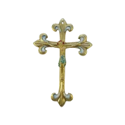 Crucifix Émaillé sur Croix Fleurdelisée en Bronze