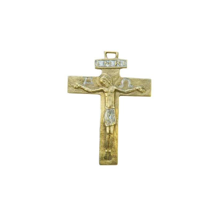 Crucifix médiéval avec les symboles : INRI, Alpha, Omega – 13cm – 430