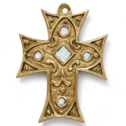 Croix médiévale murale en bronze émaillé, croix byzantine