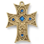 Croix médiévale murale en bronze émaillé, croix byzantine