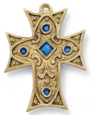 Croix médiévale murale en bronze émaillé, croix byzantine – 11,5 cm – 0215