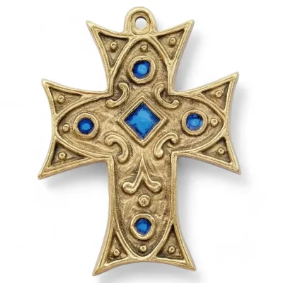 Croix médiévale murale en bronze émaillé, croix byzantine – 11,5 cm – 0215