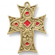 Croix médiévale murale en bronze émaillé, croix byzantine