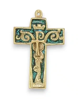 Croix murale chrisme et symboles, style baroque – 9 cm – 954