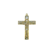 croix émaillée Chrisme et volutes, style baroque – 12 cm – 955 BLANC - Les Tailleurs d'Images