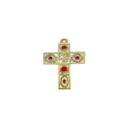 Croix en bronze à motifs géométriques et chrisme