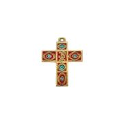 Croix en bronze à motifs géométriques et chrisme