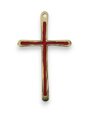 Fine croix d&rsquo;aube en bronze émaillé – 10 cm – 0194