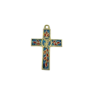 Croix latine avec Chrisme et rameaux d’olivier en bronze émaillé