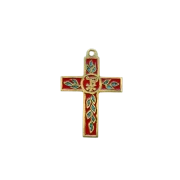 Croix latine avec Chrisme et rameaux d’olivier en bronze émaillé