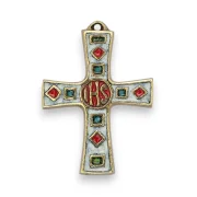 Croix médiévale avec cabochons et symbole IHS