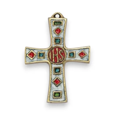 Croix murale en bronze émaillée IHS – 8,5 cm – 988