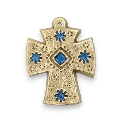 Croix médiévale étoilée, croix décorative florale – 9 cm – L28