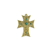 Croix médiévale murale en bronze émaillé, croix byzantine