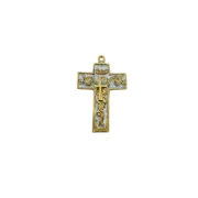 croix émaillée Chrisme et volutes, style baroque