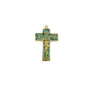 croix émaillée Chrisme et volutes, style baroque