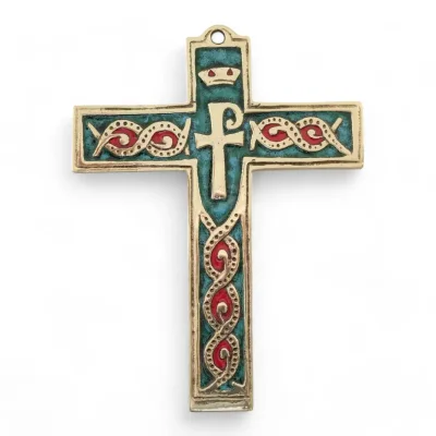 Croix murale Chrisme, style médiéval – 14 cm – 881