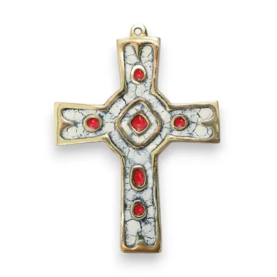 Croix murale médiévale, croix émaillée, émaux grand feu – 10 cm – 892