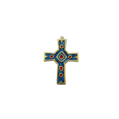 Croix murale médiévale, croix émaillée, émaux grand feu – 10 cm – 892