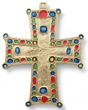 Croix murale décorative pommetée richement ornée de cabochons – 15 cm – 072