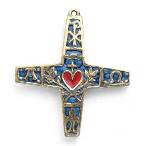 Croix murale Sacré-Coeur et symboles bibliques – 8,5 cm – 958