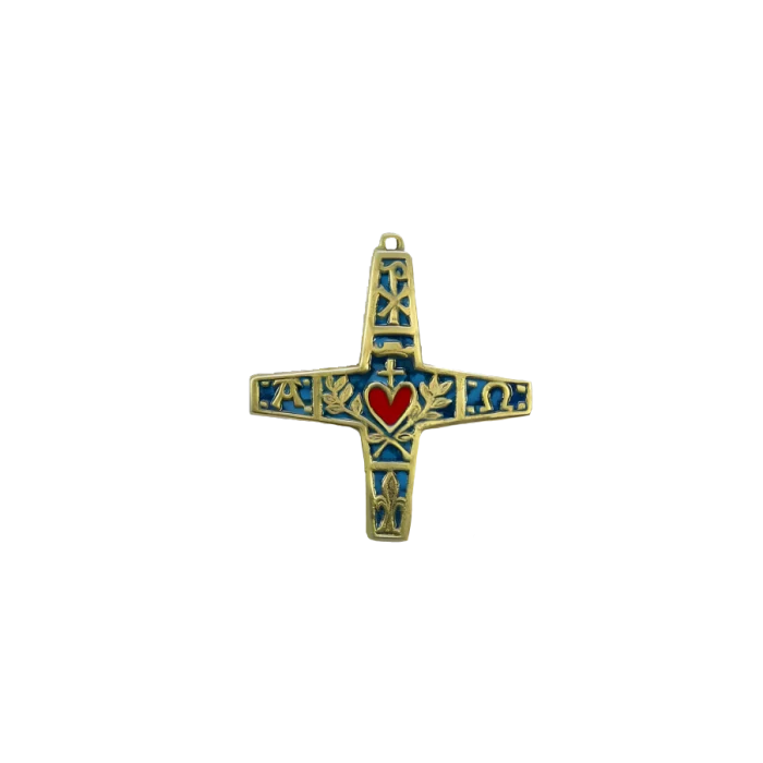 Croix murale Sacré-Coeur et symboles bibliques – 8,5 cm – 958