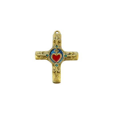 Croix Sacré-Coeur et fleurs de lys – 11,5 cm – 060