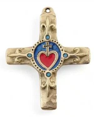 Croix Sacré-Coeur et fleurs de lys – 11,5 cm – 060