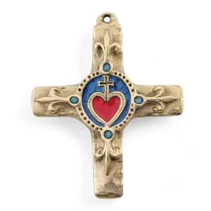 Croix Sacré-Coeur et fleurs de lys – 11,5 cm – 060