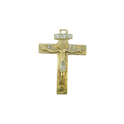 Crucifix médiéval avec les symboles : INRI, Alpha, Omega – 13cm – 430