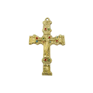 Crucifix roman, Christ et saints sur croix émaillée – 15 cm – 931