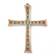Grande croix murale, chrisme, bronze et cabochons - 16 cm - 05 | Les Tailleurs d'Images
