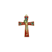 Crucifix médiéval sur croix pattée et quadrilobes - 11,5 cm - 0136 rouge