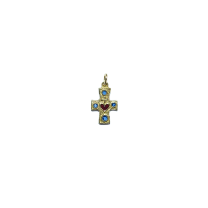 Croix bijou, pendentif Sacré-coeur – 2,5 cm – 0176