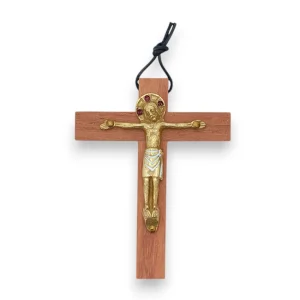 Christ Bronze émaillé sur croix bois ou croix d’aube – 10 cm – 210