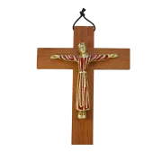 Christ en robe roman, crucifix en bronze émaillé sur bois