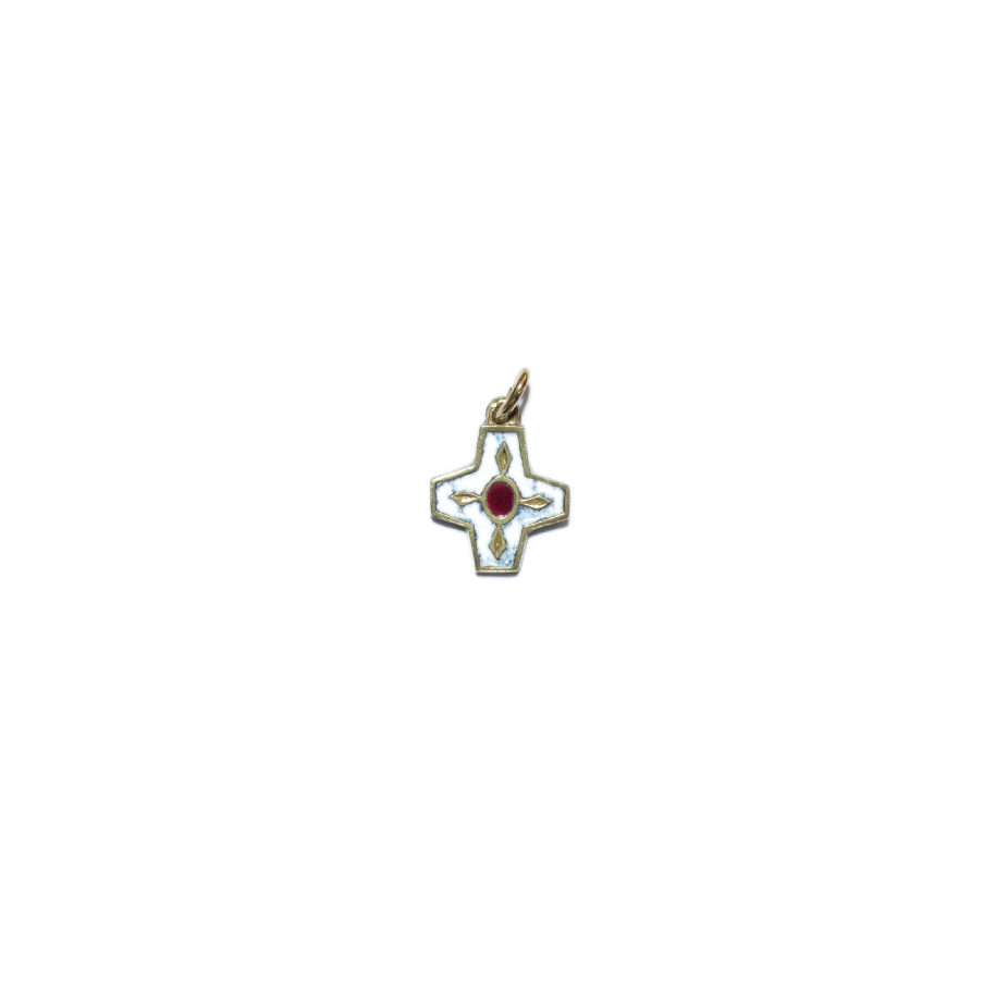 Croix de naissance, motif médiéval, bijou bébé – 2 cm – N73 BLANC - Les Tailleurs d'Images