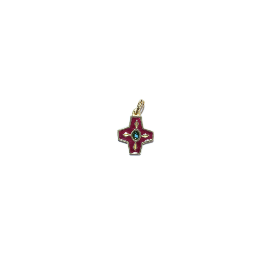 Croix de naissance, motif médiéval, bijou bébé – 2 cm – N73 ROUGE - Les Tailleurs d'Images