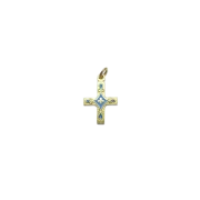 Croix en pendentif Trèfle et cabochons, bijou médiéval - 3 cm - 0162 bleu | Les Tailleurs d'Images