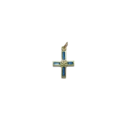Croix pendentif avec Chrisme, bijou religieux émaillé – 2,8 cm – 0126 bleu