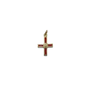 Croix pendentif avec Chrisme, bijou religieux émaillé – 2,8 cm – 0126 rouge
