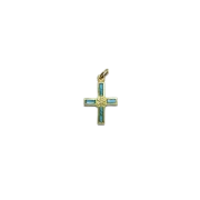 Croix pendentif avec Chrisme, bijou religieux émaillé – 2,8 cm – 0126 vert