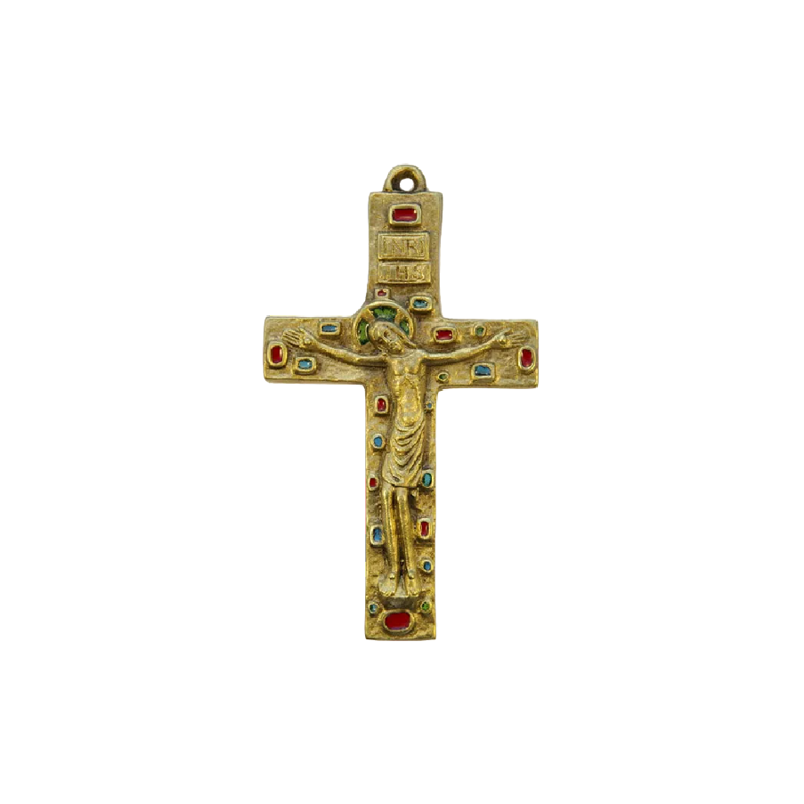 Crucifix - Bronze émaillé - 14,5 cm - 046 - Les Tailleurs d'Images