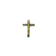 Crucifix mural ou pendentif avec Christ émergeant sur croix latine – 7,5 cm – 290 - VERT - Les Tailleurs d'Images