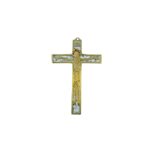 Crucifix mural sur croix en bronze émaillé – 12,5 cm – 020