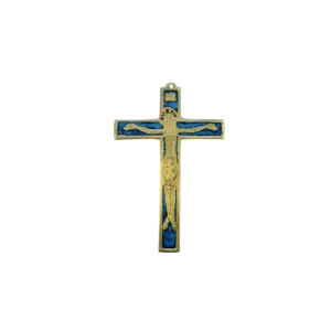 Crucifix mural sur croix en bronze émaillé – 12,5 cm – 020